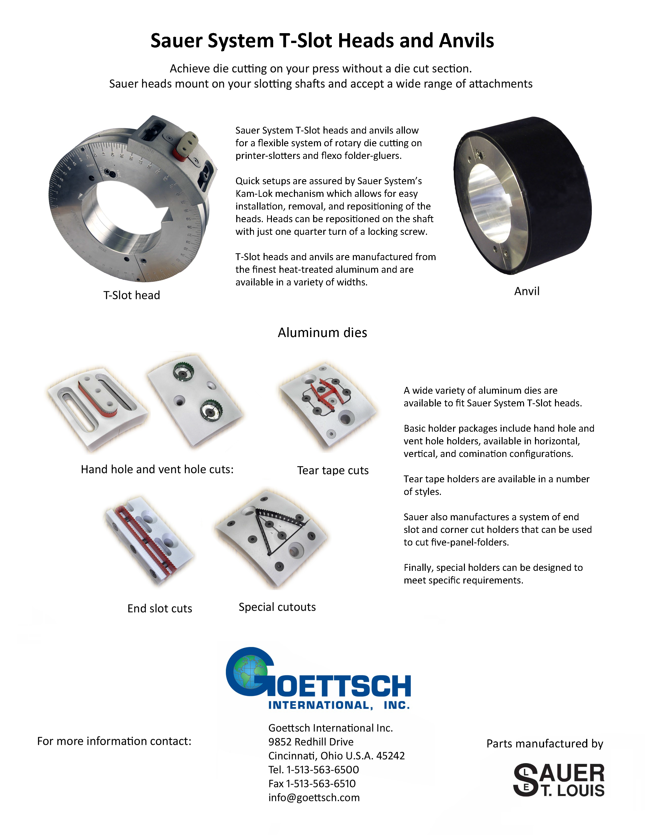 Learn more about the T-Slot Heads, Anvils and Aluminum Dies in the Sauer System brochure